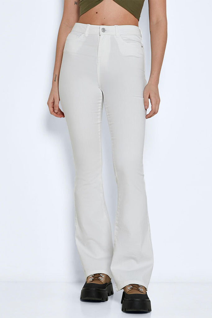 Noisy May Sallie High Waisted Flare Jeans White