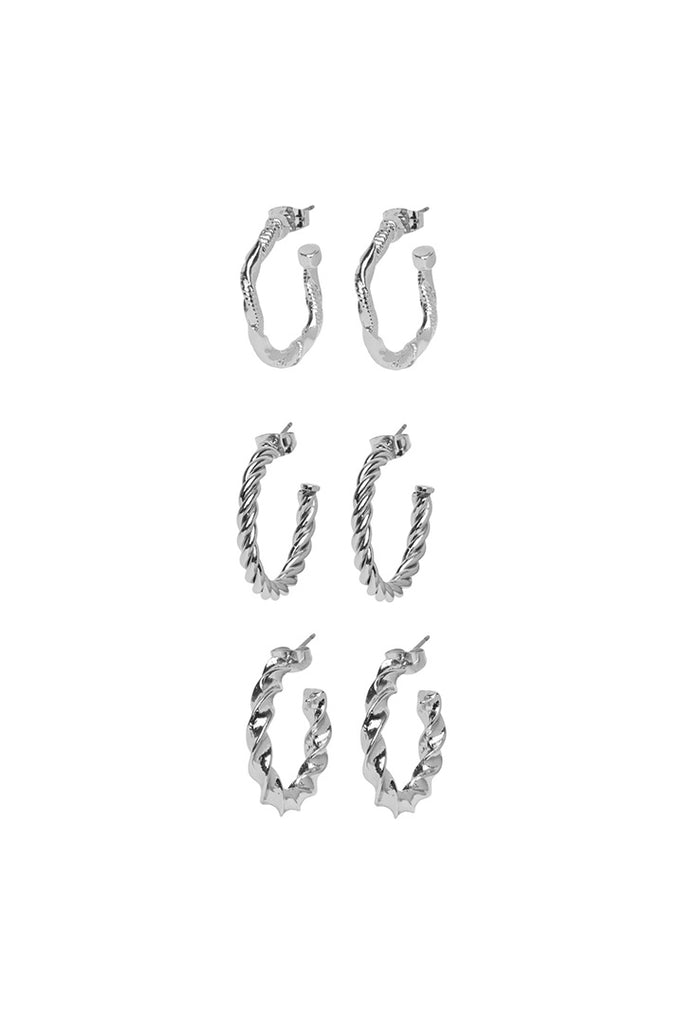 Pieces Fina 3 Pack Earrings Silver OS