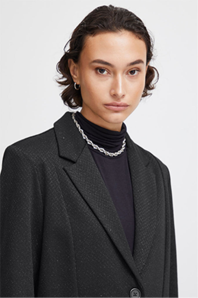 Ichi Kate Lurex Sparkles Oversized Blazer