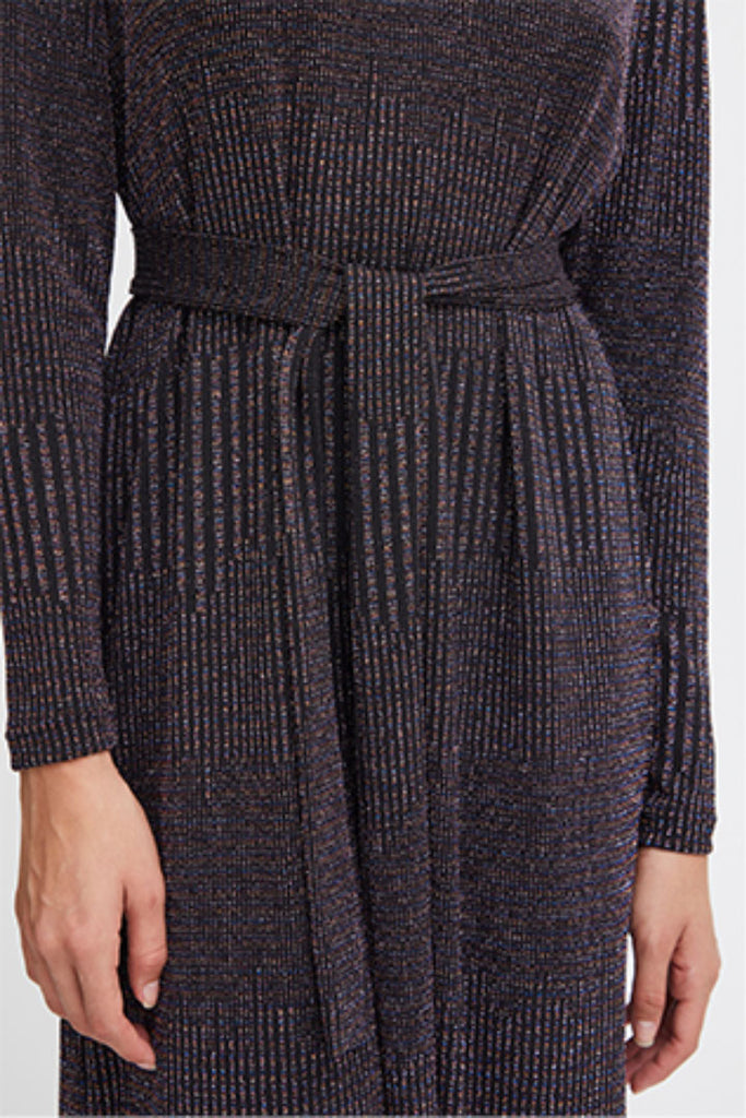 Ichi Nila Long Sleeve Midi Dress