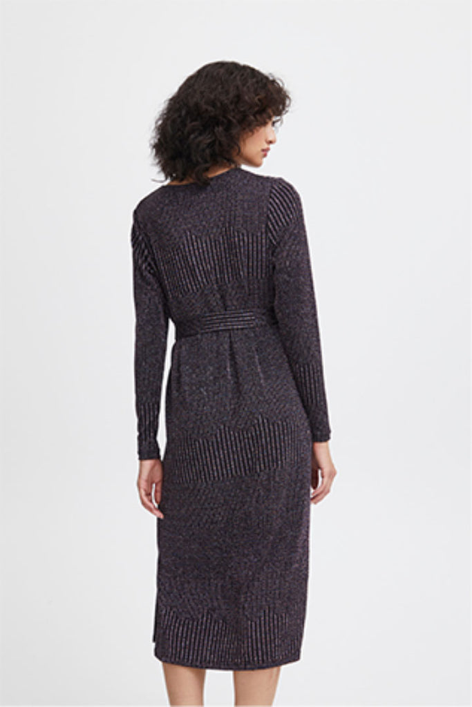 Ichi Nila Long Sleeve Midi Dress