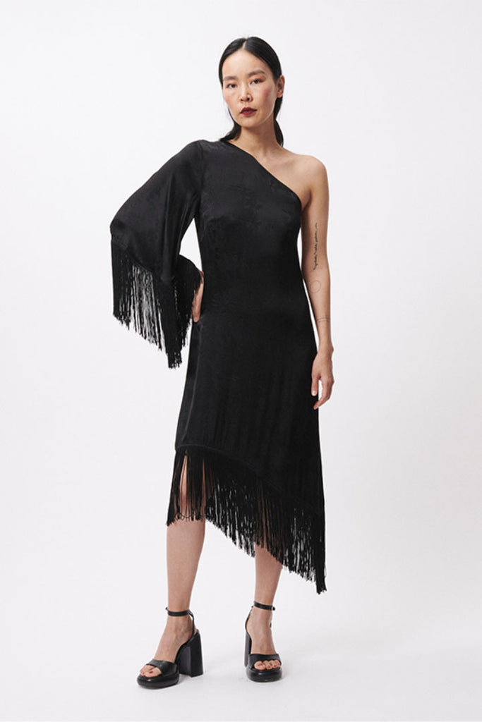 Frnch Elena One Shoulder Dress Black