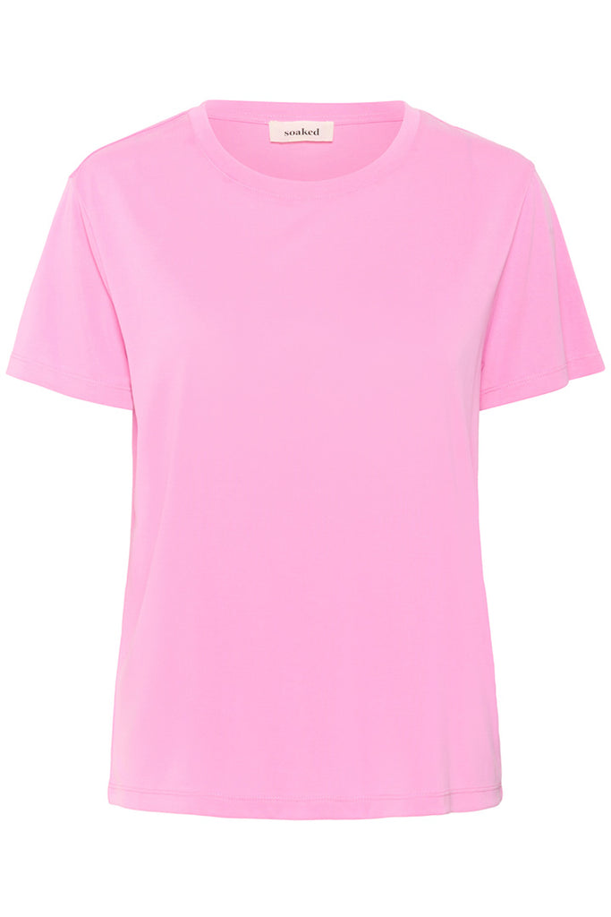 Soaked in Luxury Columbine Crew Neck T Shirt Deep Pink