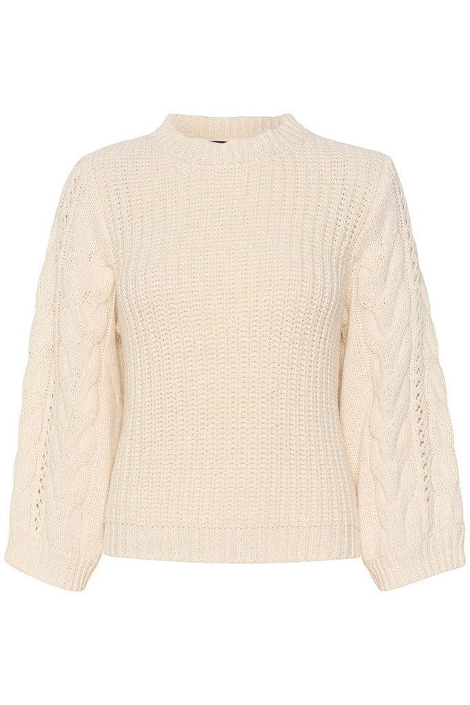 Soaked in Luxury Ravalina Cable Pullover Cream