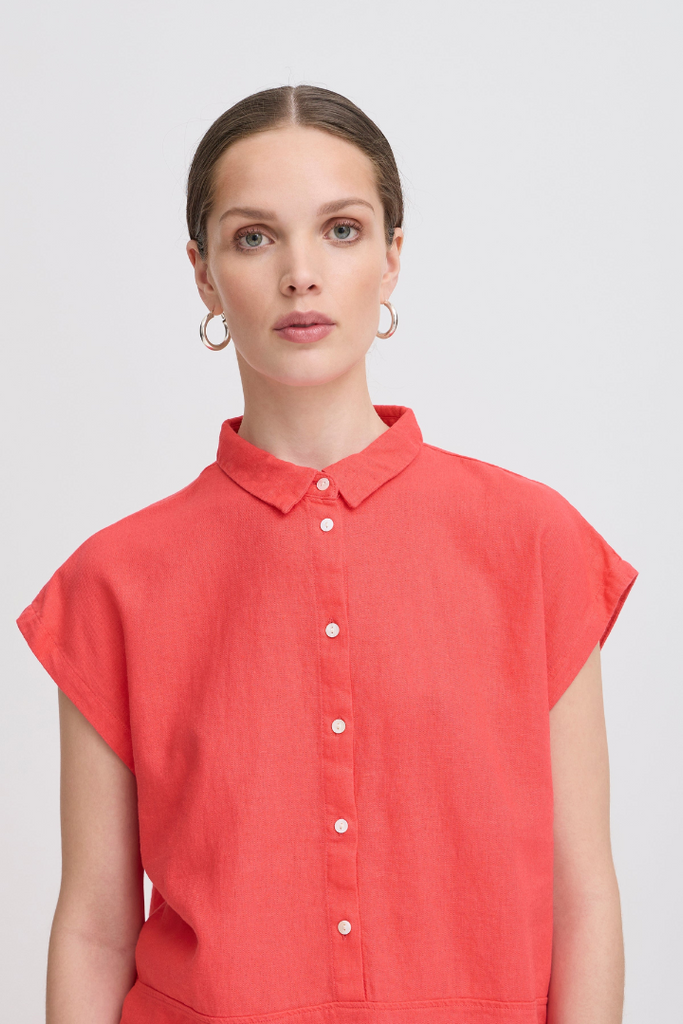 Ichi Linno Short Sleeve Blouse