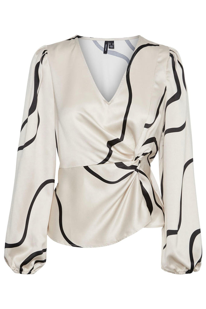 Vero Moda Merle V-Neck Knot Top Beige