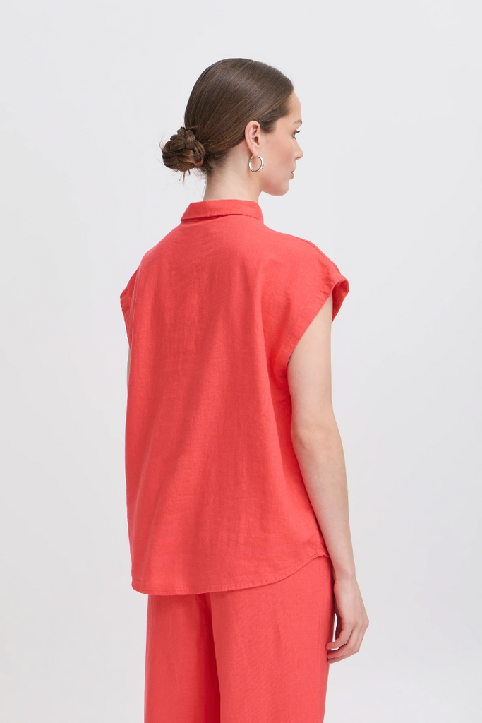 Ichi Linno Short Sleeve Blouse