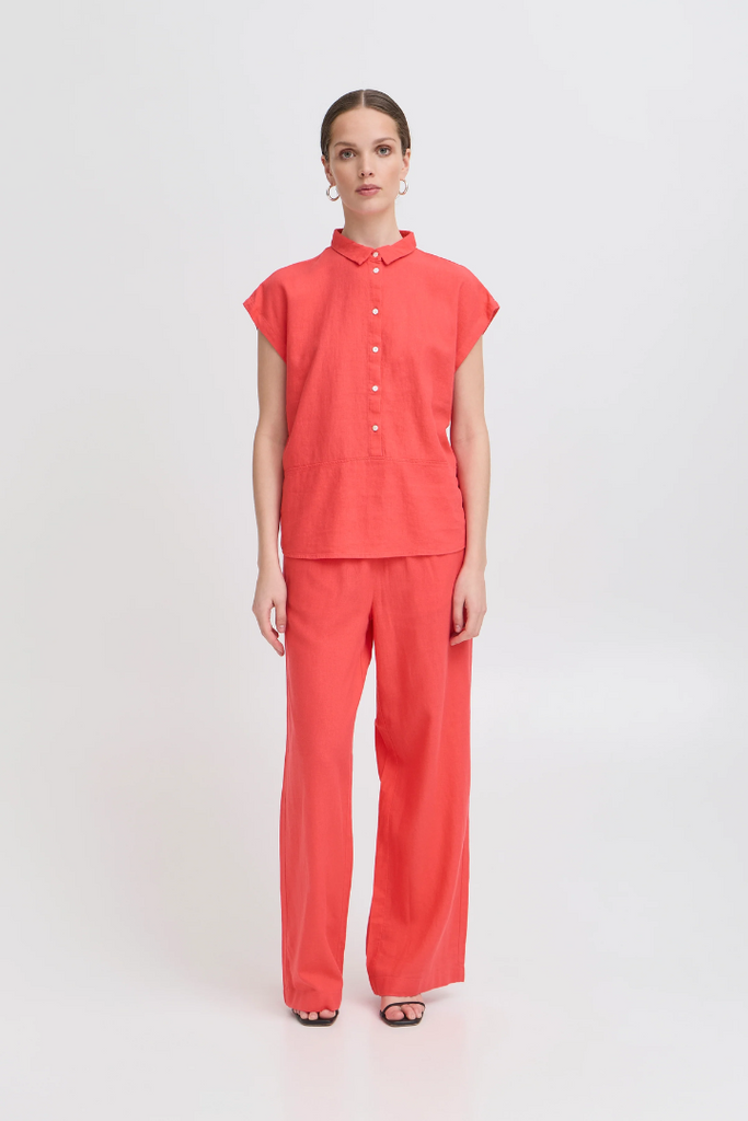 Ichi Linno Short Sleeve Blouse