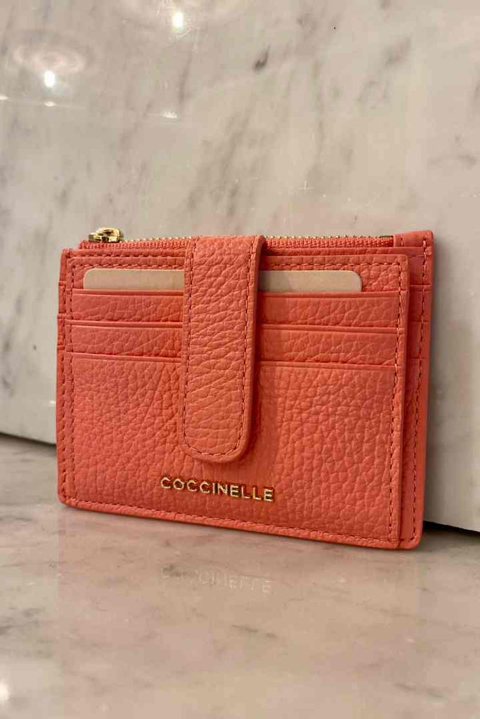 Coccinelle Grained Leather Card Holder Powder Pink O/S