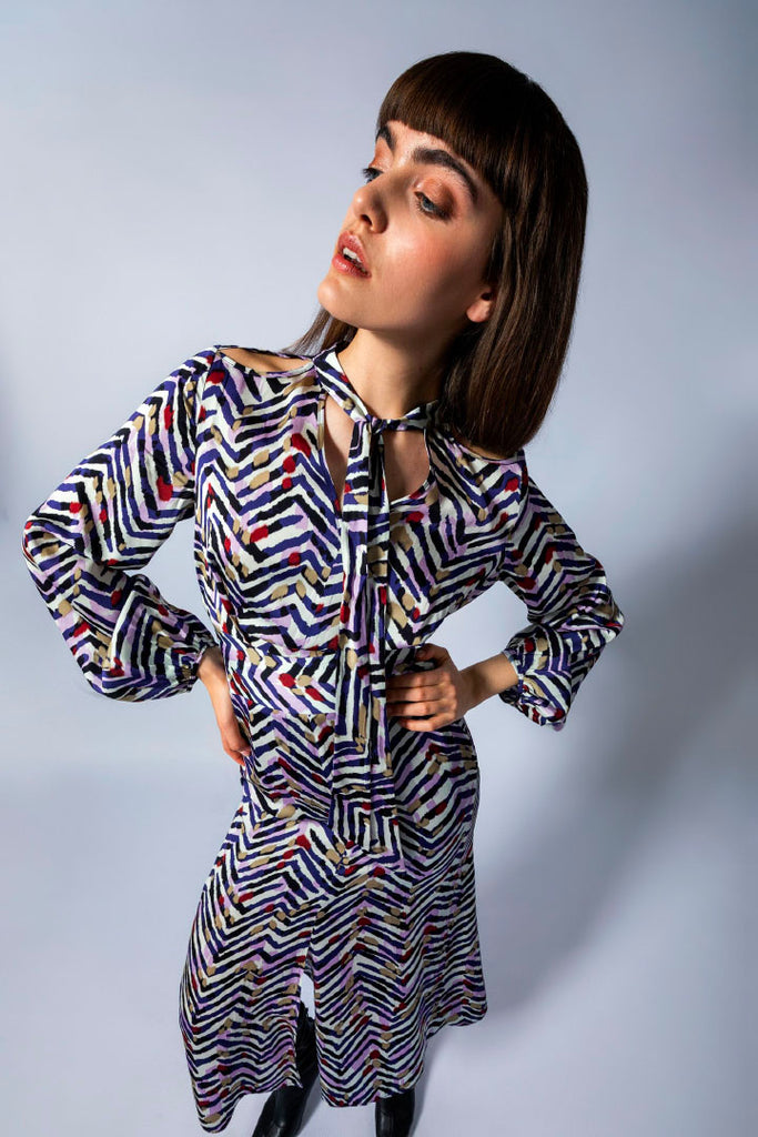 Kameya Azure Printed Detail Dress Purple
