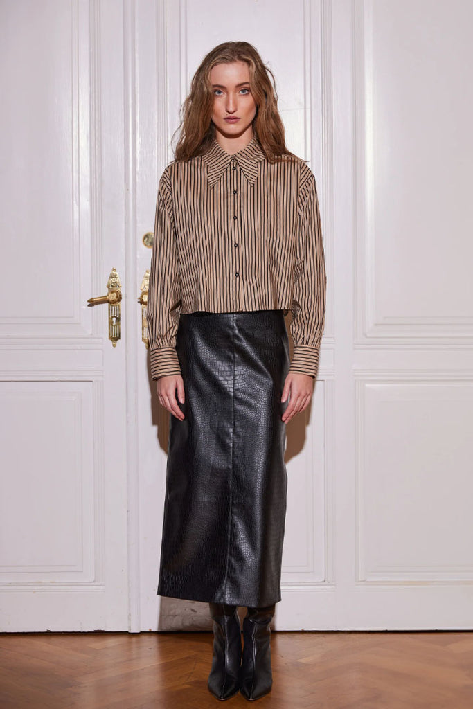 Bruuns Bazaar Croco Tuanella Leather Skirt