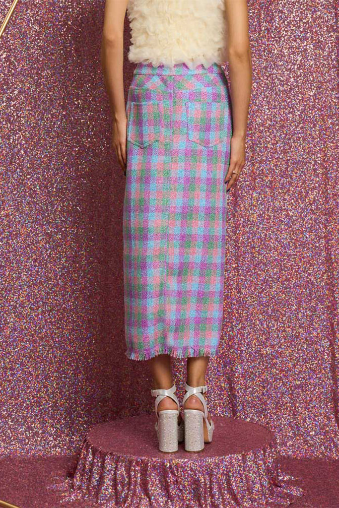 Sister Jane Diana Check Tweed Midi Skirt