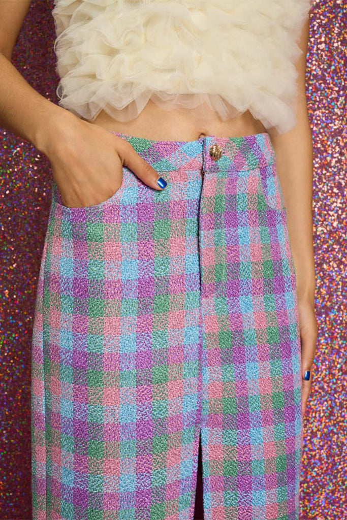 Sister Jane Diana Check Tweed Midi Skirt