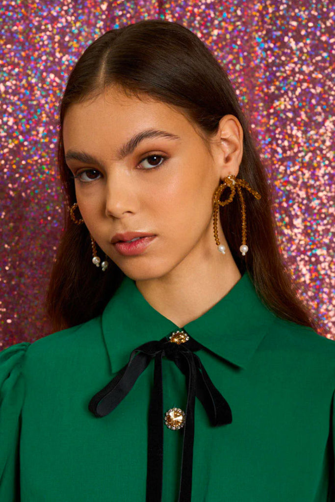 Sister Jane Disco Bead Bow Earrings