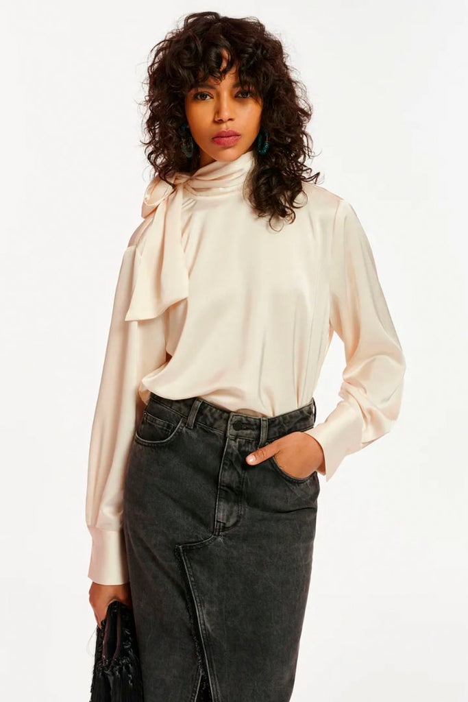 Essential Antwerp Esatin Pussy Bow Top