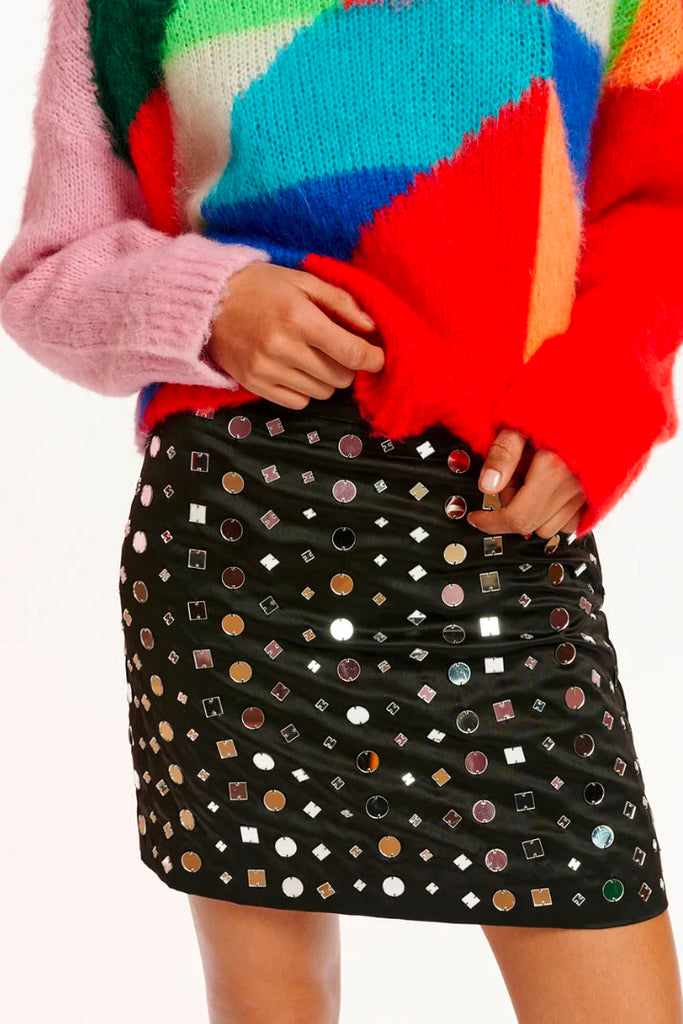 Essential Antwerp Eshiny Satin Mirror Skirt Black