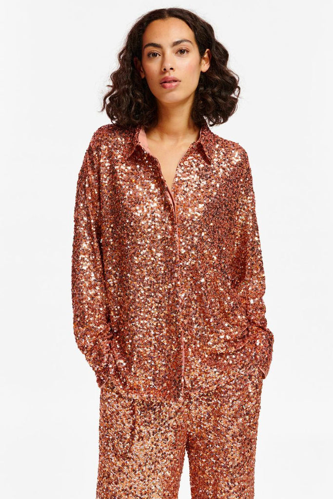 Essential Antwerp Ezillion Sequin Shirt Rose Gold