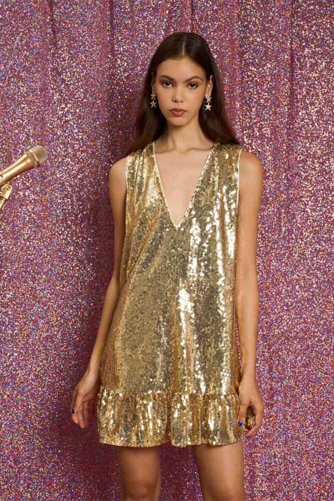 Sister Jane Glitterball Sequin Mini Dress Gold