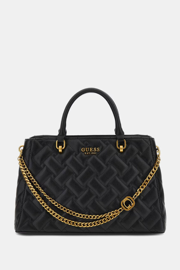 Guess Accessories Gracelynn Quilted Satchel Handbag Black OS