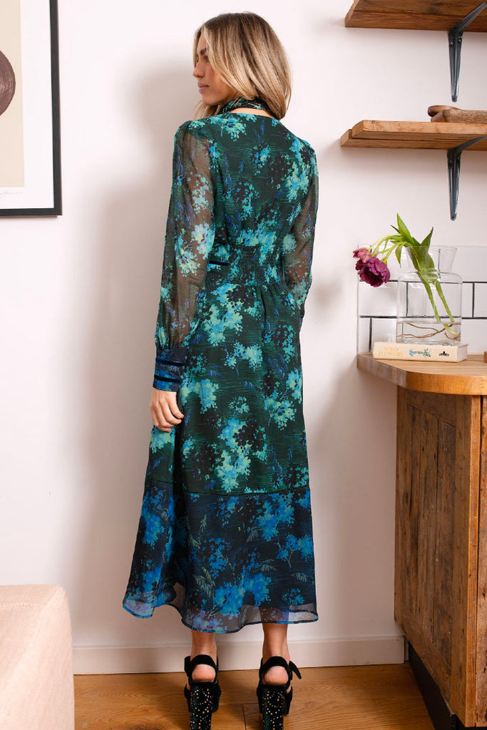 Hope & Ivy Ellen High Neck Ruffle Midi Dress