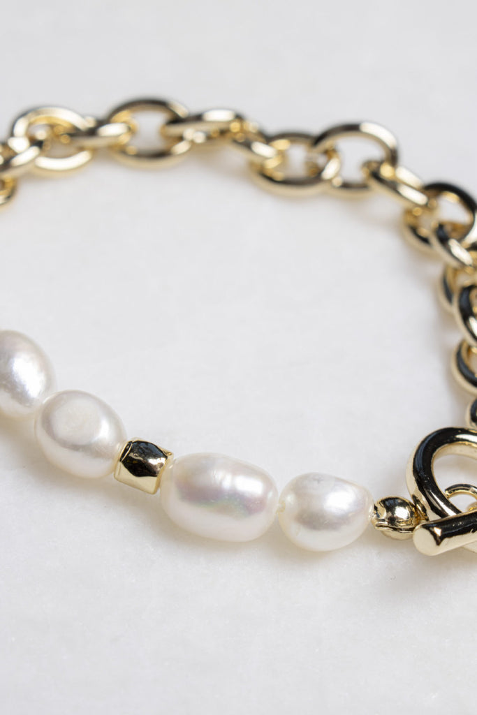Olia Flora Bracelet Freshwater Pearl Gold OS