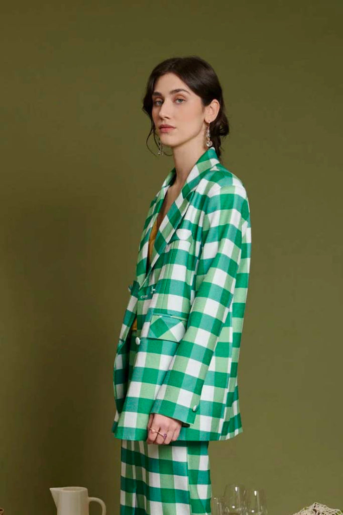 Sister Jane Leona Check Double Breasted Blazer