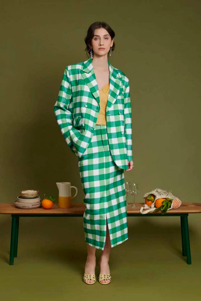 Sister Jane Leona Check Double Breasted Blazer
