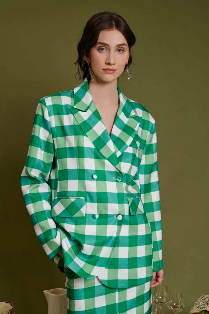 Sister Jane Leona Check Double Breasted Blazer