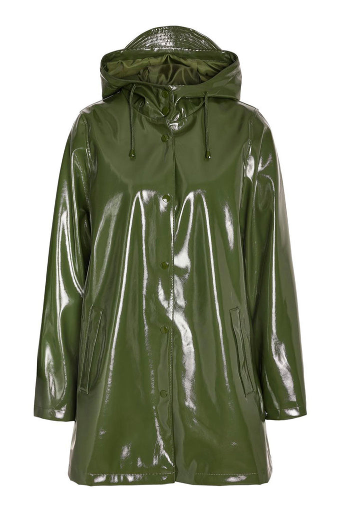 Noisy May Sky A-Line Vinyl Coat Green