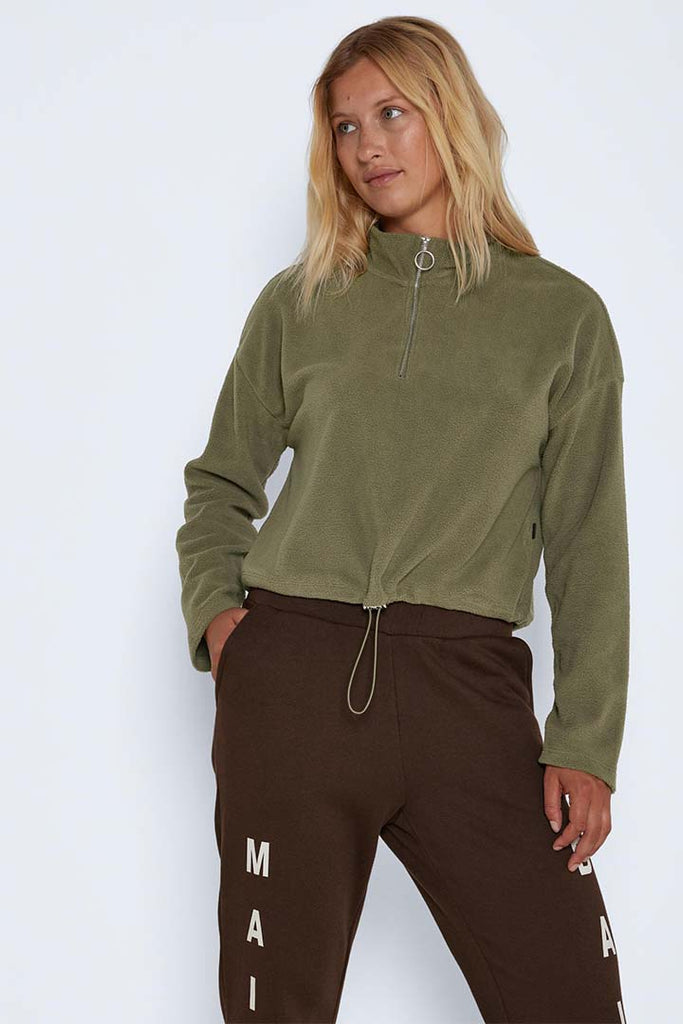 Noisy May Misser Cropped Fleece Green
