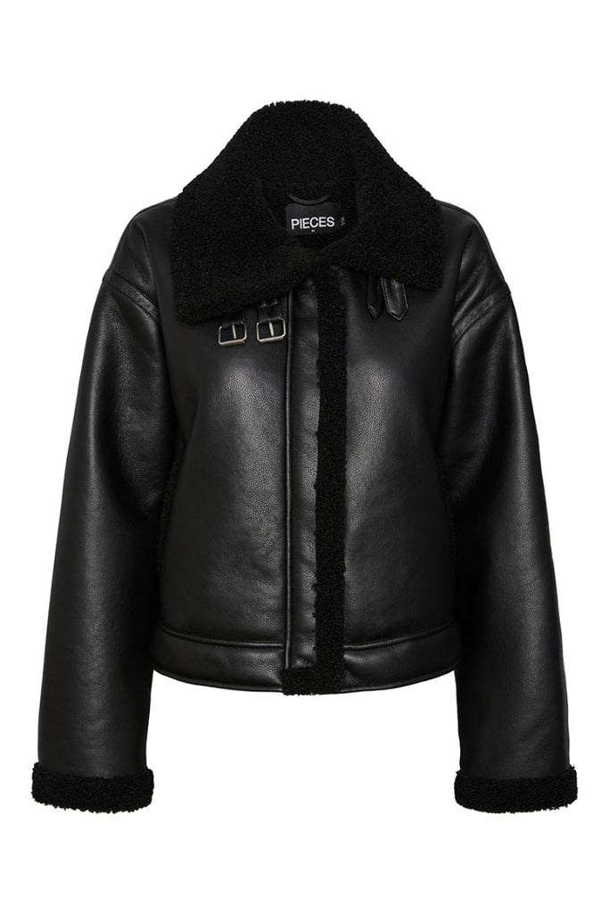 Vero Moda Janelle Short Leather Jacket Black