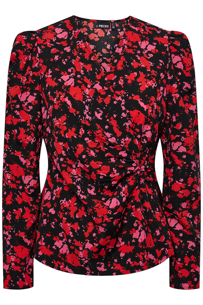 Pieces Faline Wrap Top Black