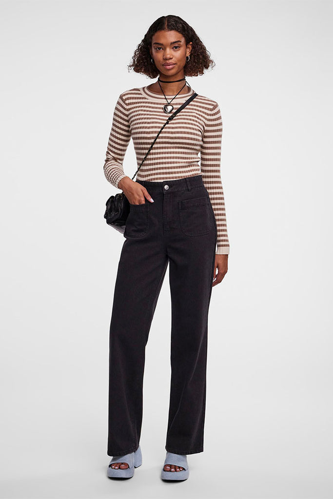 Pieces Ama High Waist Wide Jeans Black