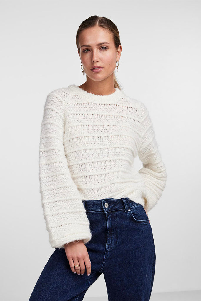 Pieces Jayda O-Neck Knit Jumper White