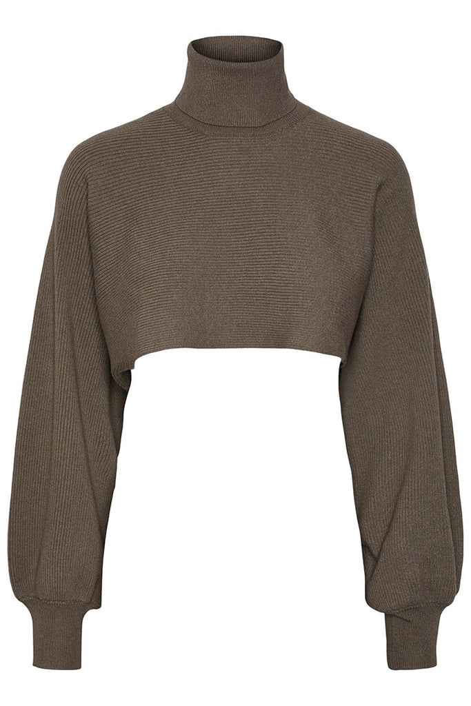 Pieces Sue Roll Neck Crop Jumper