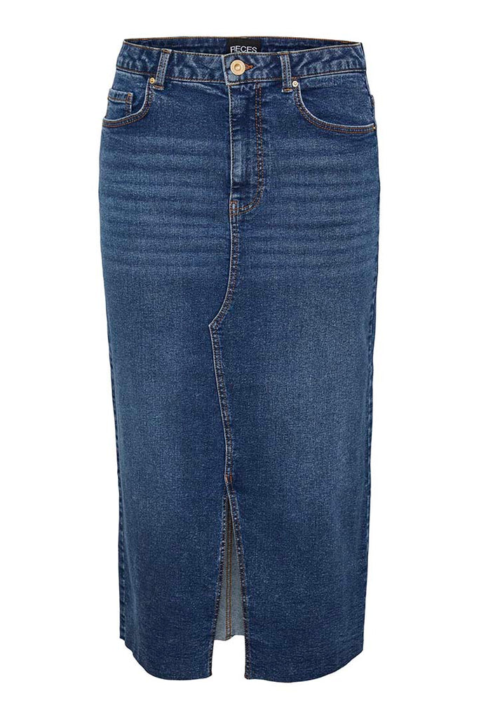 Pieces Jessie High Waist Denim Midi Skirt