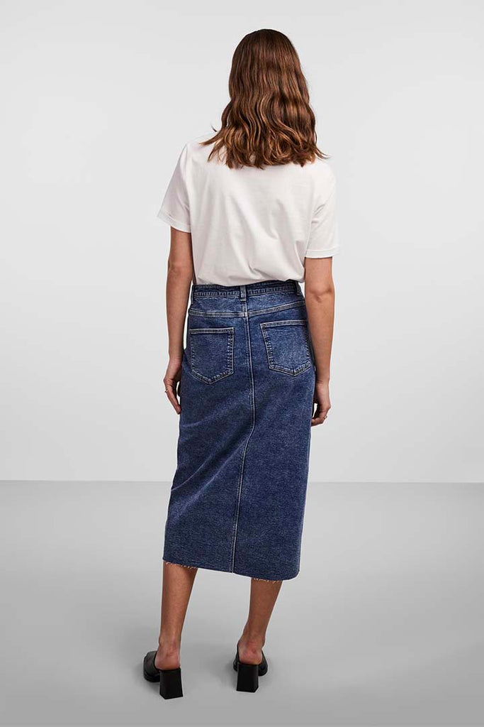 Pieces Jessie High Waist Denim Midi Skirt