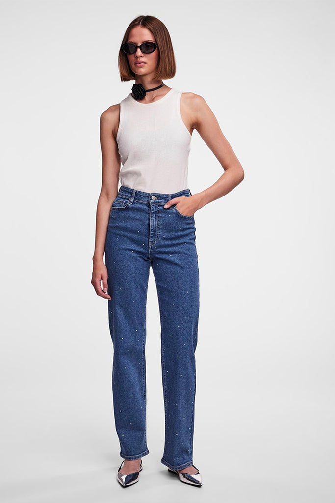 Pieces Siffi Wide Rhinestone Jeans