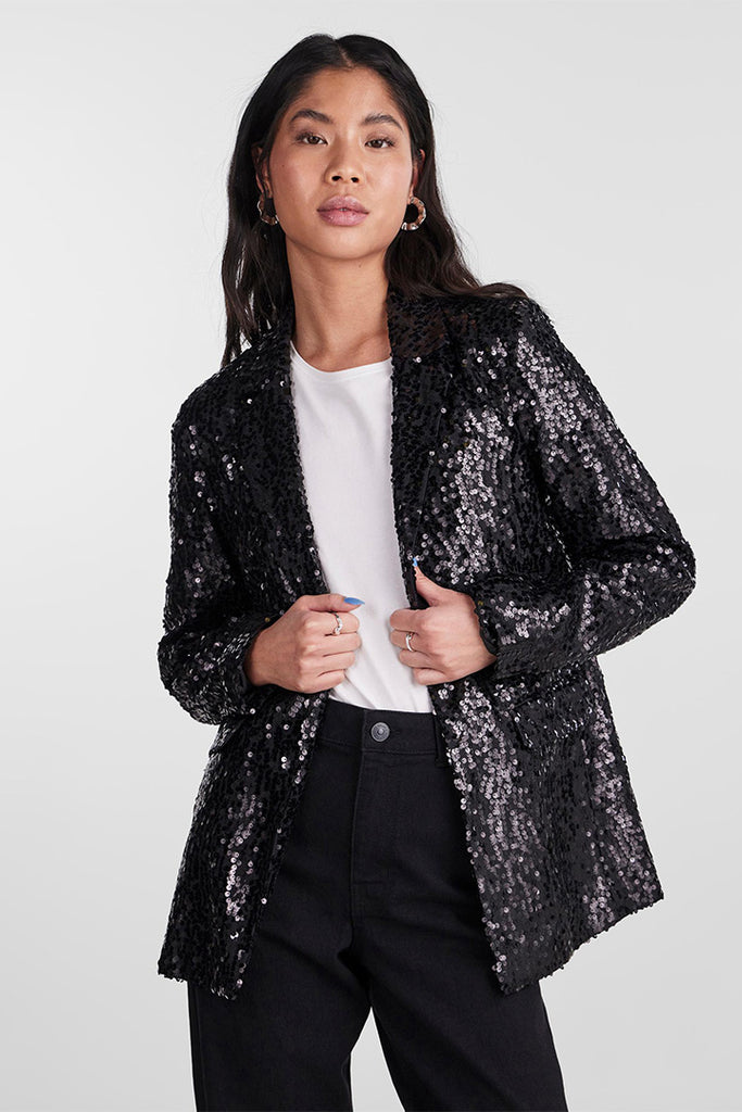 Pieces Bosy Sequin Blazer Black