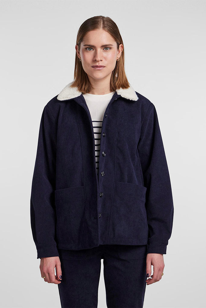 Pieces Saselin Corduroy Jacket Navy