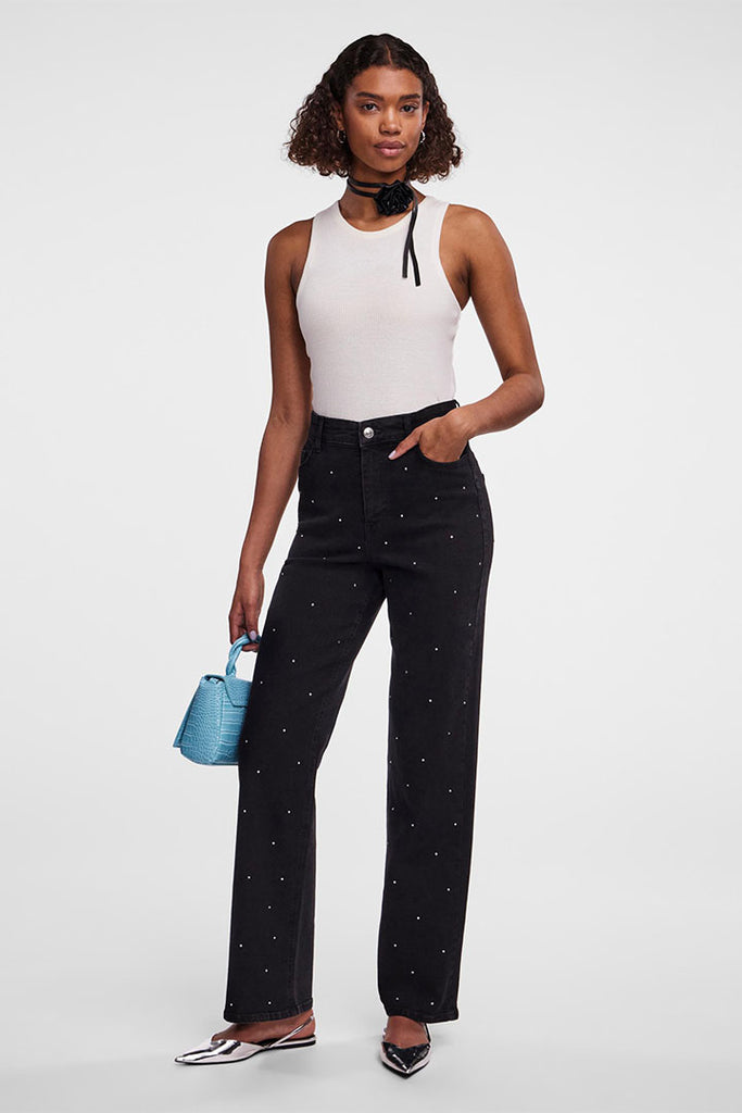 Pieces Siffi Wide Rhinestone Jeans