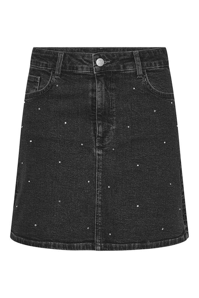 Pieces Penny Short Rhinestone Skirt Black