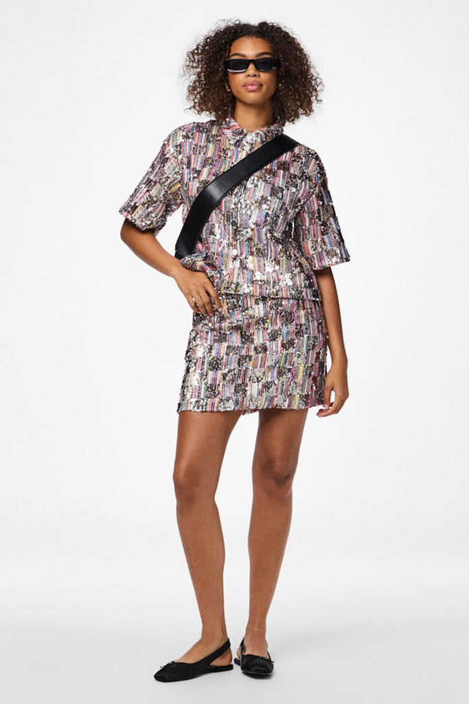 Pieces naina sequin shirt