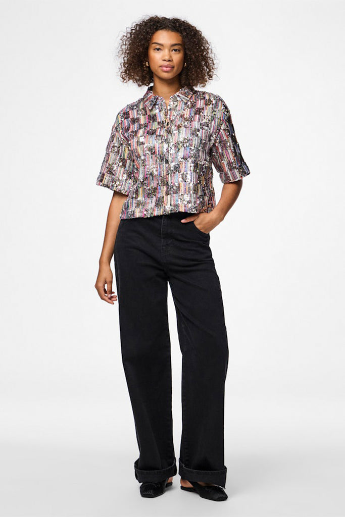 Pieces naina sequin shirt