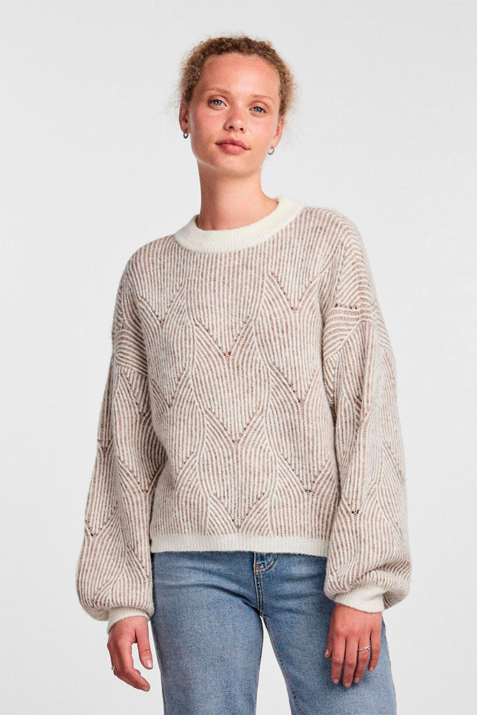 Pieces Jenna O-Neck Knit Jumper Brown