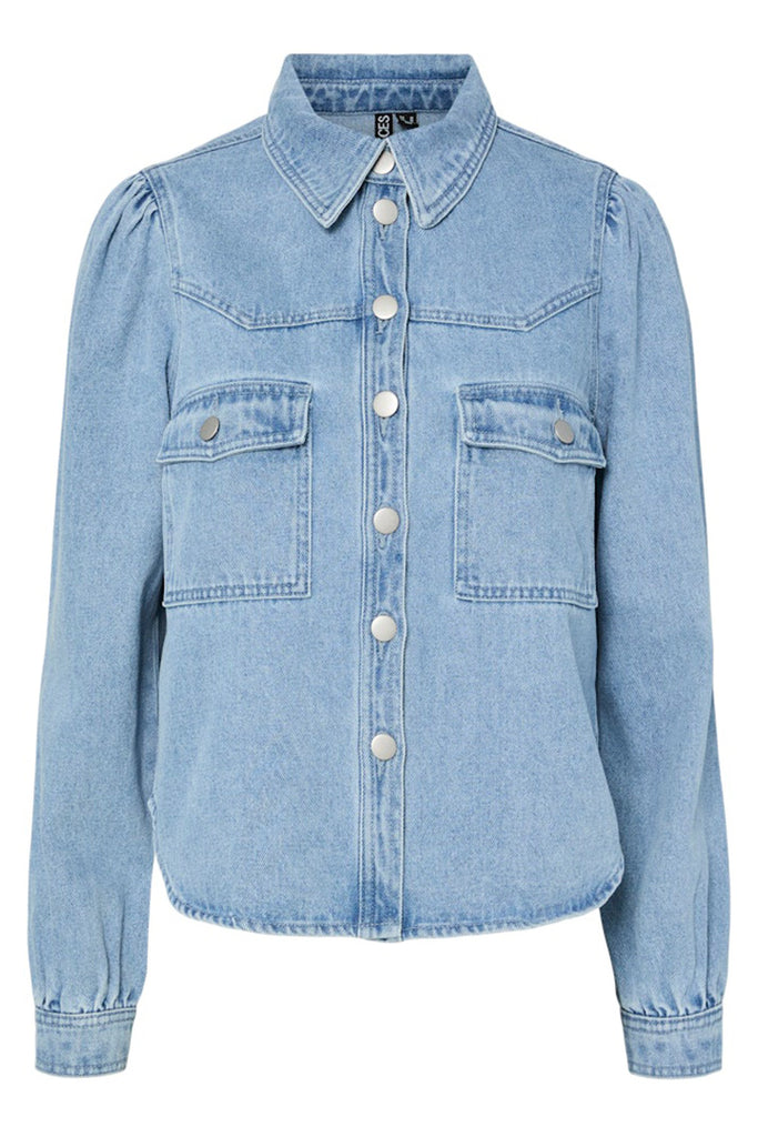 Pieces Sika Denim Shirt Light Blue