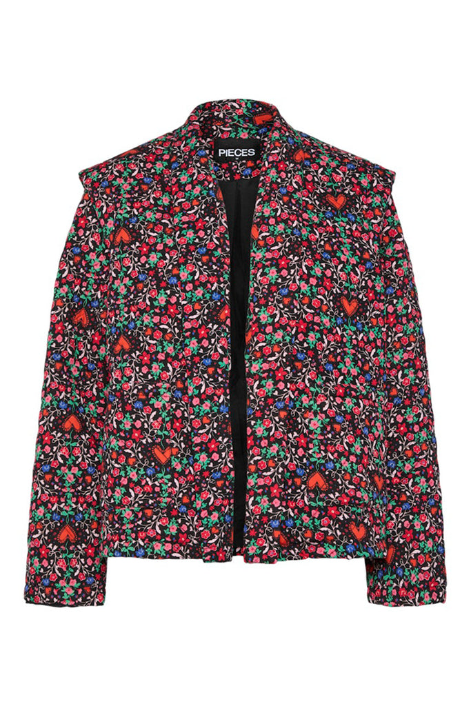 Pieces Saroline Short Printed Jacket Black