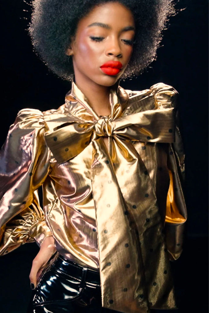 Queens of Archive Raye Polka Blouse Gold