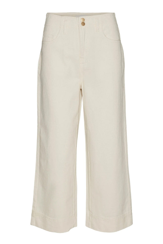 Vero Moda Rebecca Cropped Wide Leg Jean Ecru