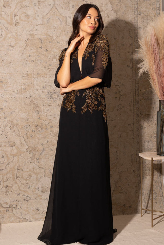 Hope & Ivy Shay Embellished Maxi Dress Black